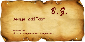 Benye Zádor névjegykártya